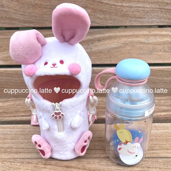 Starbucks Accessories - 🎀NWT🐰Starbucks Asia White Pink Bunny Plushie Crossbody Carrier & Mini Bottle